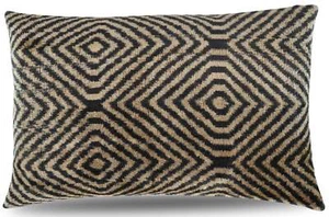 Canvello dekoratives schwarz elfenbeinfarbenes Chevron Überwurf Kissen Daunen Federn gefüllt - 16x24 - Bild 1 von 10