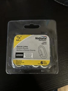National Hardware N889-011 Schnellverbindungen 6er-Pack 1/4 Zoll verzinkter Stahl 3150BC - Bild 1 von 1