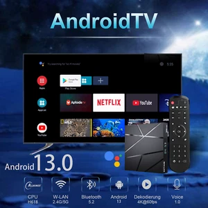 Android13.0 Smart TV Box 8K HD WIFI6 BT5.0 4+128GB Quad Core Media Player TV Box - Picture 1 of 111