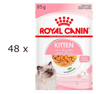 48 x 85 g Royal Canin Kitten in Gelee (€ 18,86/kg) Nassfutter für Katzenwelpen - Bild 1 von 3