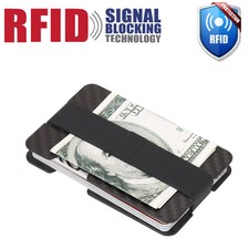 Mens RFID Blocking Carbon Fiber Credit Card Holder Money Clip Wallet Chic Slim