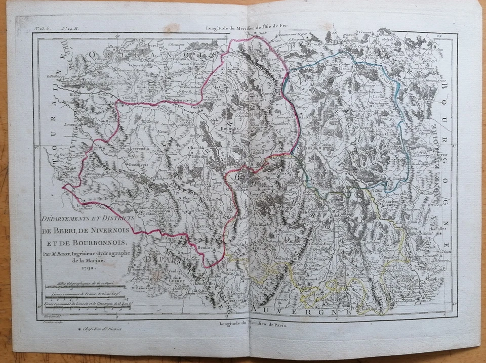 Map France Berri Nevers Bourgogne - Original Map fr. Grenet Atlas - 1790 - Image 1 of 1