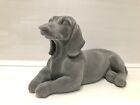 Grey Velveteen Lying Daschund Ornament Dog Figurine Gift Present