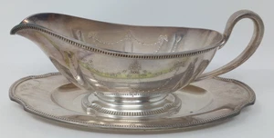 GEMEINSCHAFT Silber Teller Sauciere gestempelt 11945 auf der Unterseite mit Platte - Bild 1 von 24