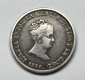 1850-SRD Spain - AR 2 Reales of Isabella II, KM-526.2. - Picture 1 of 2