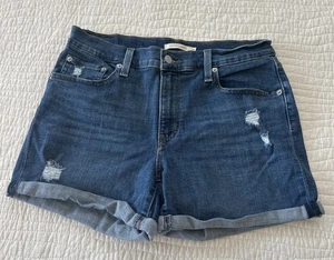 Pantalones Cortos de Jean para Mujer Levi's Longitud Media Denim Desgastados Puños Talla 12/31 Cintura - Imagen 1 de 5