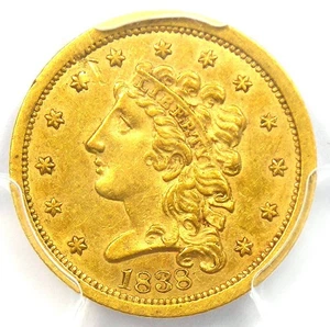 1838 Classic Gold Quarter Eagle $2.50 Coin - Certified PCGS XF45 (EF45) - Rare! - Picture 1 of 4