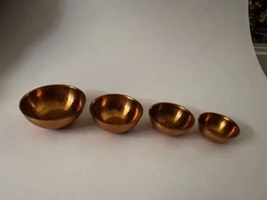 1:12 Dollhouse Miniature size Copper Bowl set of 4 Rolled Edge Artist Made - Picture 1 of 4