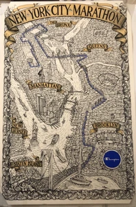 RARE VINTAGE 1983 NEW YORK MARATHON LAMINATED FRANCE LITHOGRAPH POSTER - Bild 1 von 5