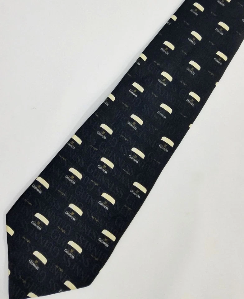 Guinness Mens Black Novelty Tie With Beer Mug Print 100% Silk Necktie - Image 1 of 4