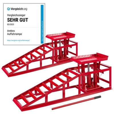 AREBOS 2x PKW Auffahrrampe höhenverstellbar Hebebühne  Auffahrbock Hebeplattform - Bild 1 von 4