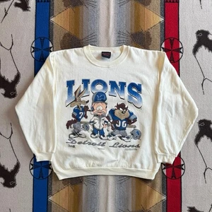 Vintage 90s Detroit Lions Looney Tunes Double Sided Crewneck Sweatshirt Size XL - Bild 1 von 10