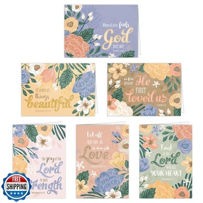 Floral Christian Greeting Cards / 24 Easter Baptism Note Cards With White Env - Image 1 of 4