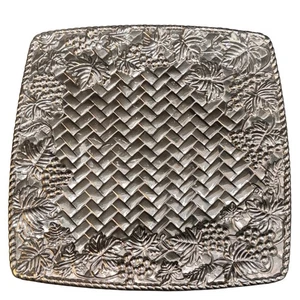 Lenox Silver Plate Square Tray Grapes & Leaves Woven Center 13" - Picture 1 of 13