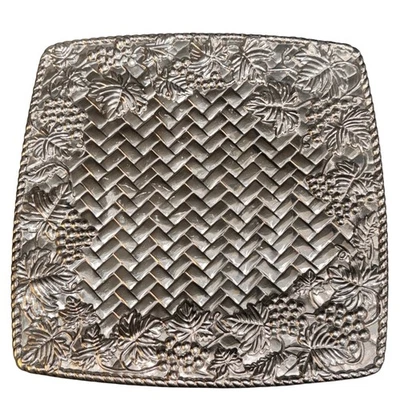 Lenox Silver Plate Square Tray Grapes & Leaves Woven Center 13" - Image 1 of 4