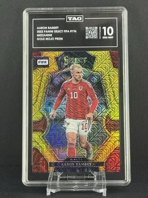 2022 SELECT FIFA AARON RAMSEY GOLD MOJO Prizm #196 number /10  Grade GEM MINT 10 - Image 1 of 3