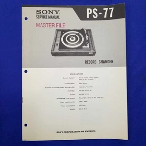 SONY PS-77 Service Manual Original Paper OEM Repair Guide - USA - Picture 1 of 10