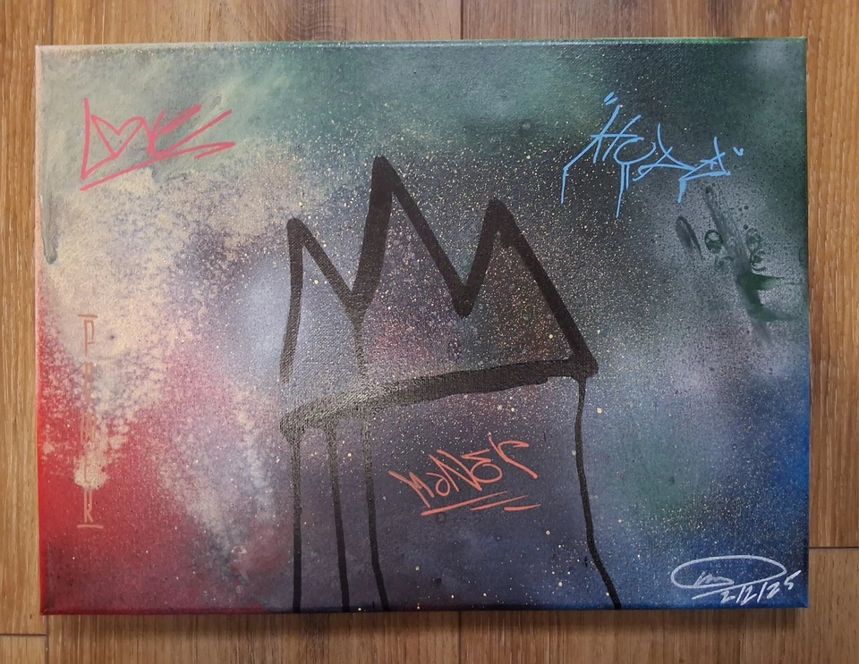 Pintura abstracta de graffiti 2025 16 pulgadas X 12 pulgadas firmada por artista Foto 1 de 1