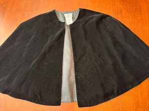 Vintage Girls Black Velvet Laura Ashley Cape Cloak Shrug Size Medium - Picture 1 of 8
