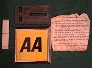 Vintage AA Square Yellow Car Badge 3 x 3" inch Metal - Picture 1 of 6