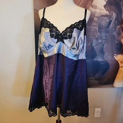 Cacique Chemise Lingerie 22 24 2x Purple Gray Sleepwear Pj - Image 1 of 4