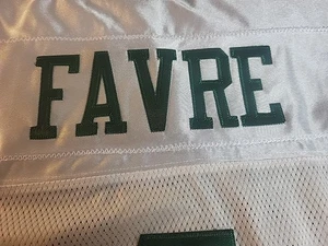 REEBOK NFL NY JETS BRETT FAVRE WHITE STITCHED SIZE 48 ON FIELD JERSEY Excl Cond - Picture 1 of 9