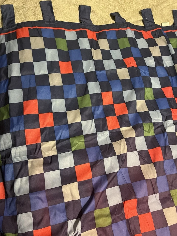 Tab Top Curtains Multicolored Racing Checked Pattern - Image 1 of 2