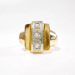Vintage 18k Retro gold and white spinel ring - Picture 1 of 9