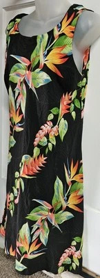 Hilo Hattie Hawaiian Birds of Paradise Floral Maxi Long Sleeveless USA Made Sz L - Image 1 of 4
