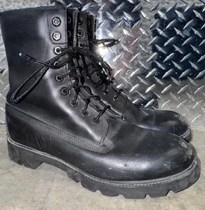 Vintage Timberland Boots Mens 8.5 Black Leather Combat Made in USA 90s Y2K - Picture 1 of 19