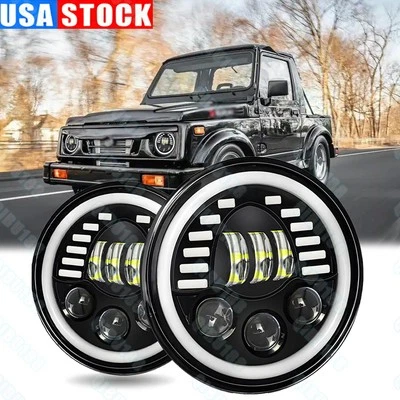 Par de faros redondos LED DOT de 7 pulgadas DRL haz alto/bajo para Suzuki Samurai SJ410 2x Foto 1 de 4