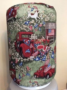 AMERICA DOG FLAG TRUCK USA 5 GALLON WATER COOLER BOTTLE COVER KITCHEN DECORATION - Picture 1 of 2