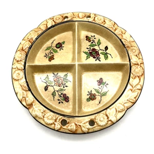 VTG Hand Painted Majolica Cherry Japan Divided 8" Dish 1920-40s Hotta Yu Shoten - Picture 1 of 9