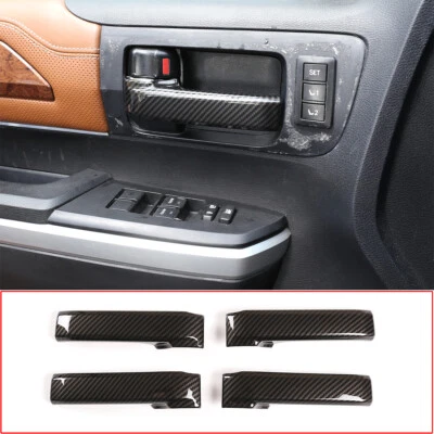 Cubierta interior de moldura de manija de puerta ABS de fibra de carbono para Toyota Tundra 2007-2021 Foto 1 de 4