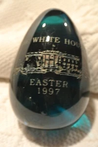 1997 White House Turquoise Glass Easter Egg - Picture 1 of 3