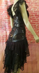 Climax Karen Okada By David Howard VINTAGE Lace Womens Sequins Dress 13/14 (B6) - Picture 1 of 10