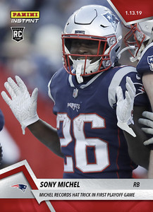 2018-19 SONY MICHEL RECORDS HAT TRICK 1st PLAYOFF GAME PANINI INSTANT CARD #377