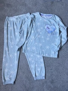 M&S Girls Pajama Size M(8-9years) Blue Elsa Frozen 134cm Soft Turquoise - Picture 1 of 11