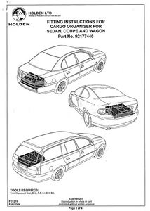 VZ COMMODORE SED WAG MONARO CARGO ORGANISER GENUINE HOLDEN FITTING INSTRUCTIONS - Picture 1 of 1