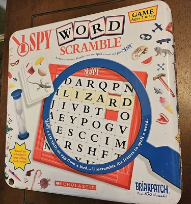 I Spy Word Scramble Game in Metal Tin by Briarpatch 2004 Scholastic Spelling VTG - Image 1 of 4