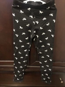 New H&M Girls Pants S (8-9yrs) Black Silver Unicorn Glitter Leggings NWT - Picture 1 of 4