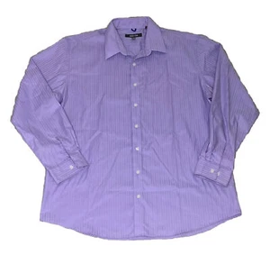 Mens Kenneth Cole Button Down Dress Shirt Size XL Purple Striped Long Sleeve - Picture 1 of 8
