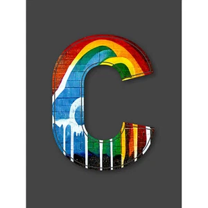 Letter C Rainbow Red Yellow Blue Green Graffiti Initial Canvas Art Print Poster - Bild 1 von 6