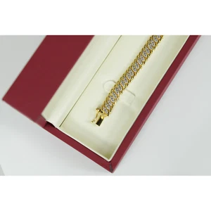 Bracciale Tennis Finitura Oro Giallo Diamante Naturale Onda Link Design - Foto 1 di 7