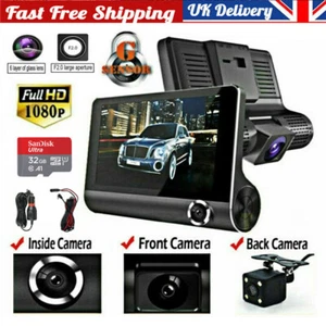 Car Dash Camera With 32GB SD Card HD 1080P LCD Dual Lens Front And Rear Cam UK - Picture 1 of 11