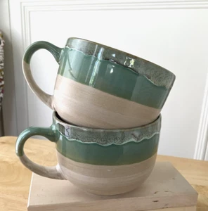 Bosmarlin Ceramic Coffee Mug Set of 2 Stoneware Jumbo Latte Mugs or Soup Mugs - Picture 1 of 7
