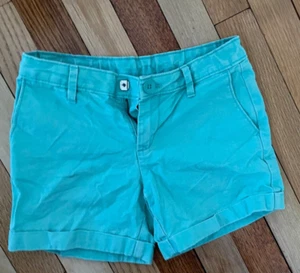 EUC Gap Kids Girls Adjustable Waist Blue Cuffed Midi Shorts Size 8 - Picture 1 of 3