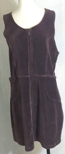 Vintage Woolrich Mocha Brown Knit Zip Front Jumper Dress Size M - Picture 1 of 2