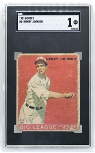 Tarjeta de novato 1933 Goudey #14 Henry Johnson SGC 1 PR - Imagen 1 de 2