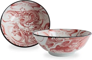 MINORIBO Japanese Ramen Noodle Donburi Rice Bowl 2pcs DRAGON KND203 Japan NEW - Picture 1 of 8